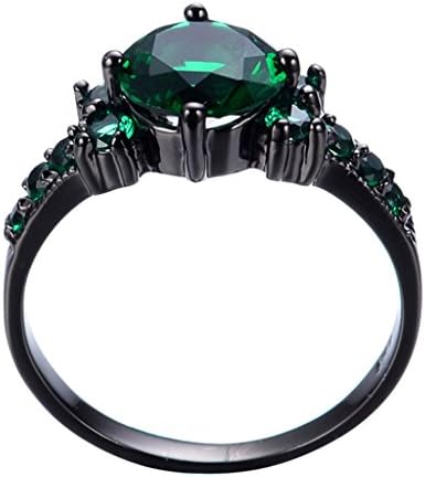 LUXXY Classic Style Green Emerald Zircon Stone Black Gold Filled Wedding Rings