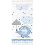 Blue Elephant Baby Shower Plastic Tablecloth, 84" x 54"
