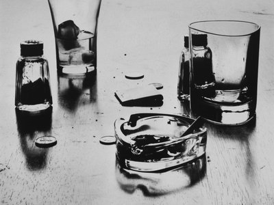 Detail image Drinking Glasses and Ashtray Photographic Poster Print by Brian Cencula, 12x9