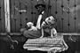 Art Poster Print - Bulldog, Master, and Pup - Artist: unknown- Poster Size: 19 X 28