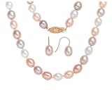 14k Yellow Gold Multi-Color Dyed Freshwater Cultured Pearl Necklace, 18