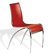 4 Red / Chrome Finish Grace Leather Side Chairs By Euro Style Furniture
