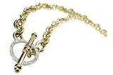 14K Yellow Gold 16 Toggle Link Necklace, Enhanced with White Gold Pave Set Diamonds.