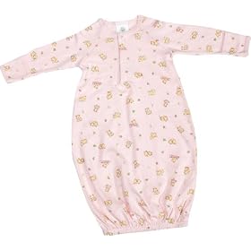 Snapibasic Front Snap Opening Gown, Pink Print, Small