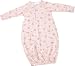 Snapibasic Front Snap Opening Gown, Pink Print, Small