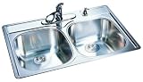 FrankeUSA DSK854-18BX Double Bowl Stainless Steel Sink, Four Faucet Holes