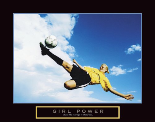 Girl Power Motivational Poster Inspirational Art Print Women's Soccer Ball Gear
