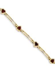 Garnet Heart Bracelet, 14K Yellow Gold