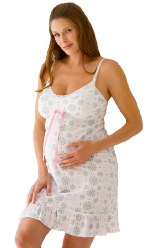 Belabumbum Starlit Maternity and Nursing Chemise Nightgown - White - Large