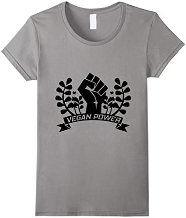 Vegan Power | Cool Graphic Vegan Vegetarian T-shirt | - Female Large - Slate