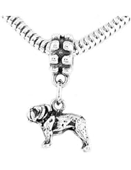 Sterling Silver Small Bulldog Dangle Bead Charm