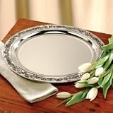 BAROQUE DESIGN SILVER PLATED ROUND TRAY
