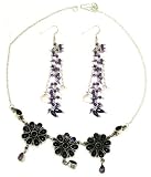 Earring and Necklace Sets Sterling Silver and Amethyst Gemstones Handmade Indian Jewelry (gnklcs308)