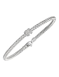 Sterling Silver Basketweave X Bracelets with Diamonds 7.25" - Black or White