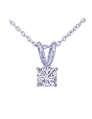 0.80 Ct Cushion Cut Diamond Solitaire Pendant 14K WHITE GOLD SI2-E With Chain NEW