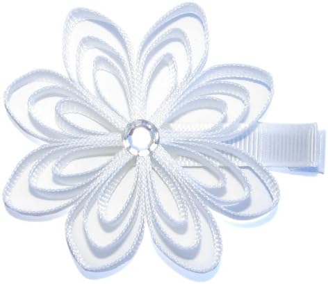 A Girl Company White Ribbon Flower Hair Clip