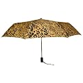 Automatic Open/Close Leopard Print Umbrella - Brown/ Black
