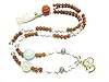 Rudraksha with Clear Crystal Cat's Eye Gem Stone of Ketu Meditation Mala 108+1
