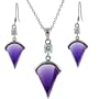 Silver Swarovski Crystal Amethyst Purple February Birthstone CZ Necklace Earrings Jewelry Set in Gift Box Bucasi SALE