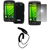 EMPIRE Black Rubberized Hard Case Cover + Mirror Screen Protector + Car Cha ....