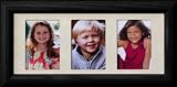 Triple 2x3 Wallet BLACK Oak Photo Frame ~ Holds Three-2x3 Wallet Pictures ~ Laser Cut Cream Marble Mat ~ Solid Oak Frame