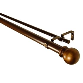 BCL Drapery Hardware, Classic Ball Double Curtain Rod, Antique Gold Finish, 48-inch to... by BCL Drapery Hardware