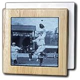 Vintage Detroit Tigers Making the Catch Black and Selenium - 6 Inch Tile Napkin Holder