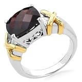Sterling Silver/18K Gold 9x11 Garnet Ring