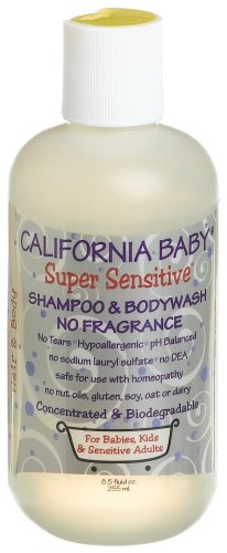 California Baby Super Sensitive Shampoo and Body Wash, No Fragrance, 8.5-Ounce Bottles (Pack of 3)