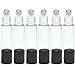 Kaith Empty Roll on Glass Bottles With Metal Ball Best Quality [STAINLESS STEEL ROLLER] 10ml (1/3oz)Glass Roller Bottle -Perfume and Cosmetic Bottle Set of 6