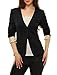 Allegra K Women Long Sleeve One Button Padded Shoulder Casual Boyfriend Blazer