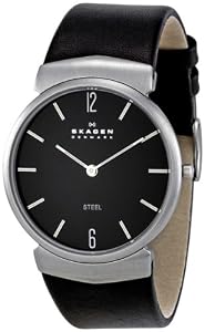 Skagen Classic Leather in Black Mens Steel Watch 695XLSLB