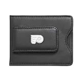 NHL Logo Black Leather Money Clip / Credit Card / ID Holder Team: Philadelphia Flyers