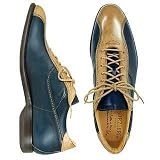 Forzieri Handcrafted Blue & Beige Leather Lace-up Shoes