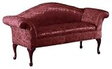 Delmar Rolled-arm Settee Burgundy Damask 67w