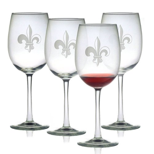 Susquehanna Glass Fleur De Lis 16-Ounce All Purpose Wine Glass, Set of 4