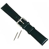 Geniune Black Leather Oilskin Chrono Watch Band 20mm