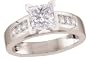 Platinum Princess Cut Center with Round Side Stones Ring  (1 1/4ctw, H,  SI2), Size 5.5