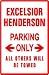 EXCELSIOR-HENDERSON PARKING ONLY sign