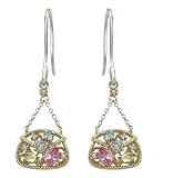 14K Two-Tone Gold Multi-Colored Gems and Diamonds Earrings