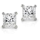2/5ctw Diamond Princess Stud Earrings (HI/SI) in 14K White Gold