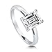 BERRICLE Sterling Silver Solitaire Wedding Engagement Rings 2.1 Carat Emerald Cut Cubic Zirconia CZ Ring for Women, Rhodium Plated Size 4-10