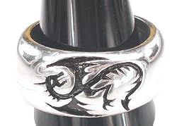 Cool Dragon Print Pattern Symbol Pewter Ring