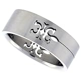 Stainless Steel 5/16 in. (8 mm) Flat Band w/ Tribal Gecko Cut-Out (Available in Sizes 8 to 14)