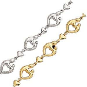 14K White Gold Mother and Child Heart Fashion Bracelet