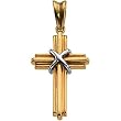 14K Two-Tone Gold Cross Pendant - 26.25x17.75mm