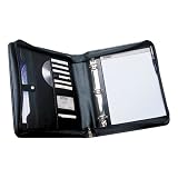 Binder Portfolio, Zipper, 1 1/2 Ring, Padded Spine, Black (SAM15660)