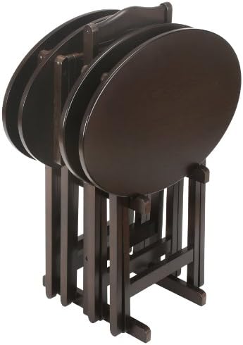 Bay Shore Collection Oval Tray Table Set, 5-Piece Espresso
