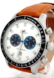 Adee Kaye Mens Speedfire Chronograph White / Black Dial