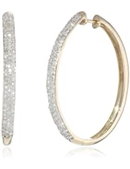 14k Gold Oval Pave Diamond Hoop Earrings (1 cttw, H-I Color, I1-I2 Clarity)